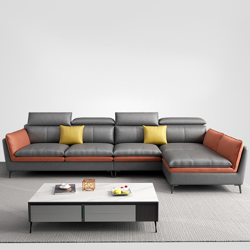 133.86" W √ó 70.87" D √ó 37.40" H L-Shape Faux Leather High Back Flared Arm Sectional