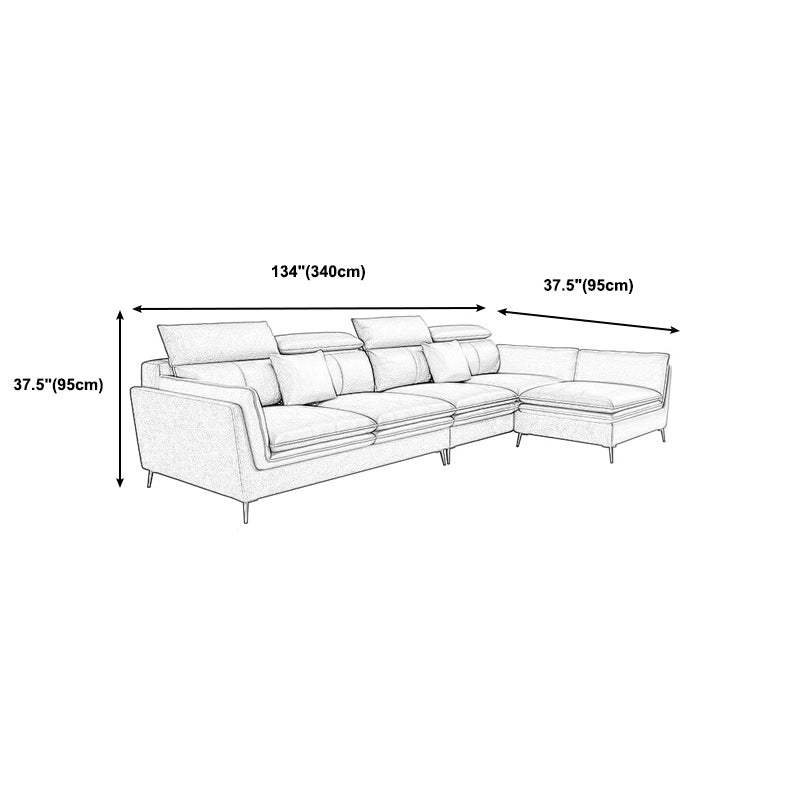 133.86" W √ó 70.87" D √ó 37.40" H L-Shape Faux Leather High Back Flared Arm Sectional