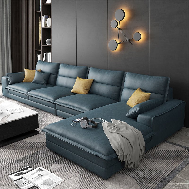 135.83" W √ó 70.87" D √ó 35.43" H L-Shape Faux Leather High Back Square Arm Sectional