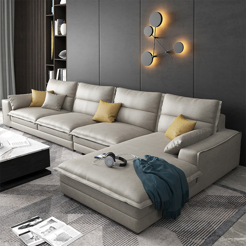135.83" W √ó 70.87" D √ó 35.43" H L-Shape Faux Leather High Back Square Arm Sectional
