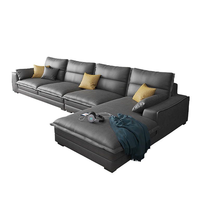 135.83" W √ó 70.87" D √ó 35.43" H L-Shape Faux Leather High Back Square Arm Sectional