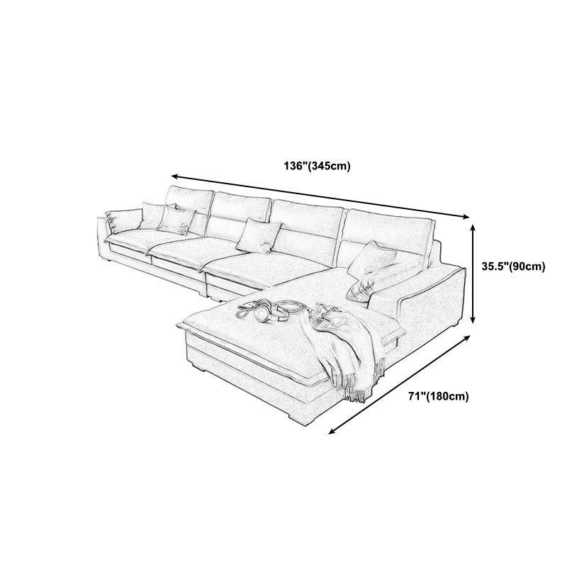 135.83" W √ó 70.87" D √ó 35.43" H L-Shape Faux Leather High Back Square Arm Sectional