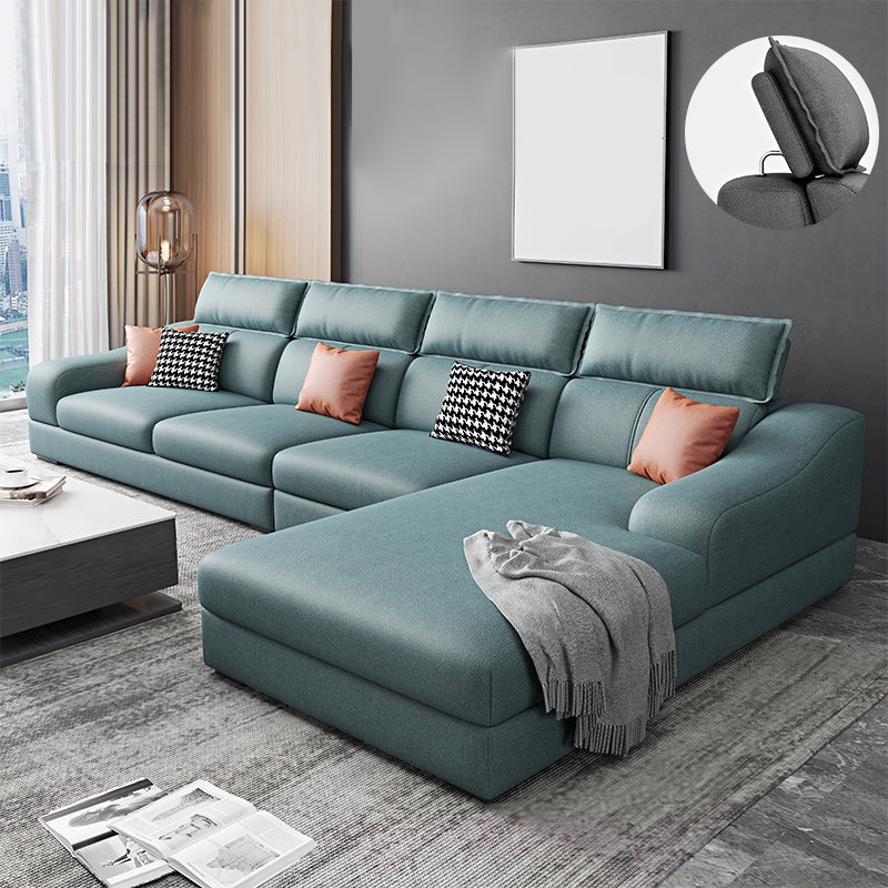 133.86" W √ó 70.87" D √ó 33.46" H L-Shape Faux Leather High Back Sloped Arms Sectional