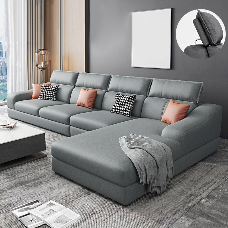 133.86" W √ó 70.87" D √ó 33.46" H L-Shape Faux Leather High Back Sloped Arms Sectional