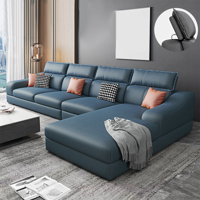 133.86" W √ó 70.87" D √ó 33.46" H L-Shape Faux Leather High Back Sloped Arms Sectional