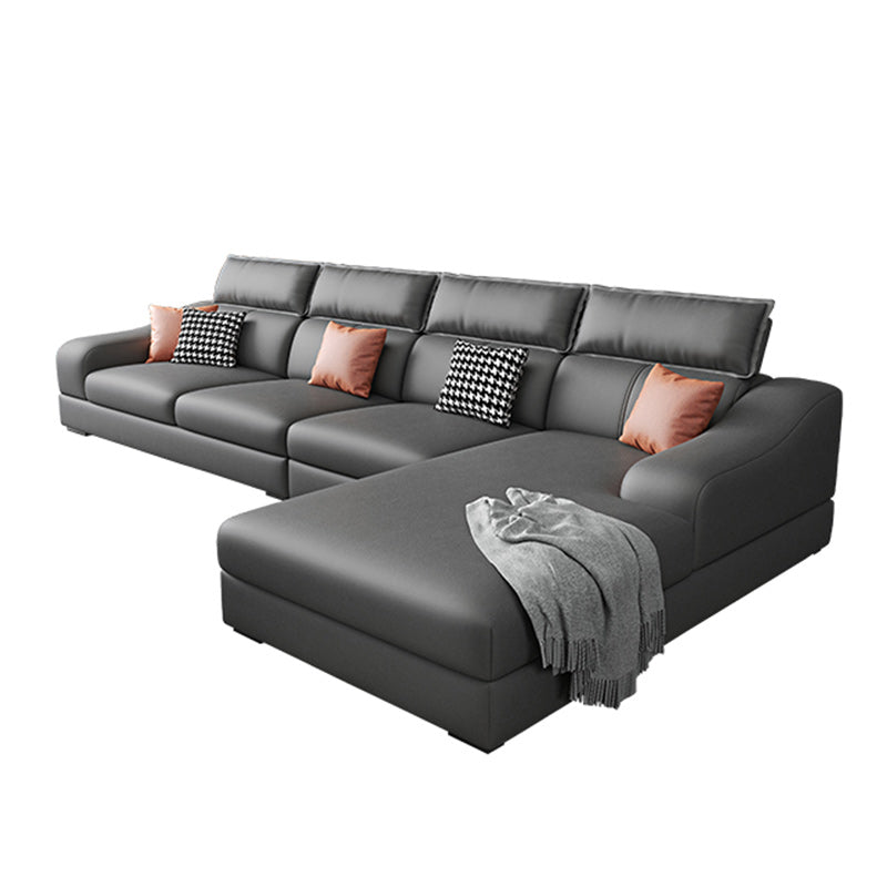 133.86" W √ó 70.87" D √ó 33.46" H L-Shape Faux Leather High Back Sloped Arms Sectional