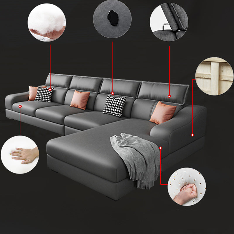 133.86" W √ó 70.87" D √ó 33.46" H L-Shape Faux Leather High Back Sloped Arms Sectional