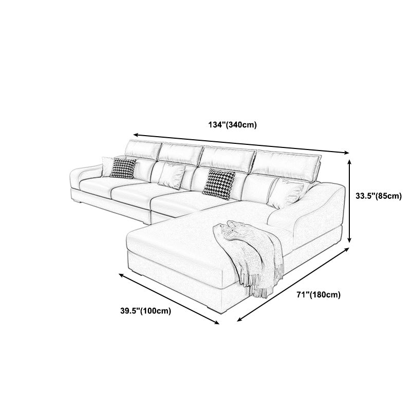 133.86" W √ó 70.87" D √ó 33.46" H L-Shape Faux Leather High Back Sloped Arms Sectional