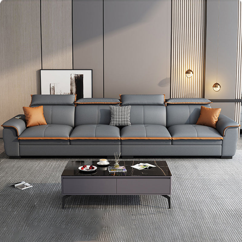 Grey Pillowed Back Cushions Furniture Sectionals with Pillows