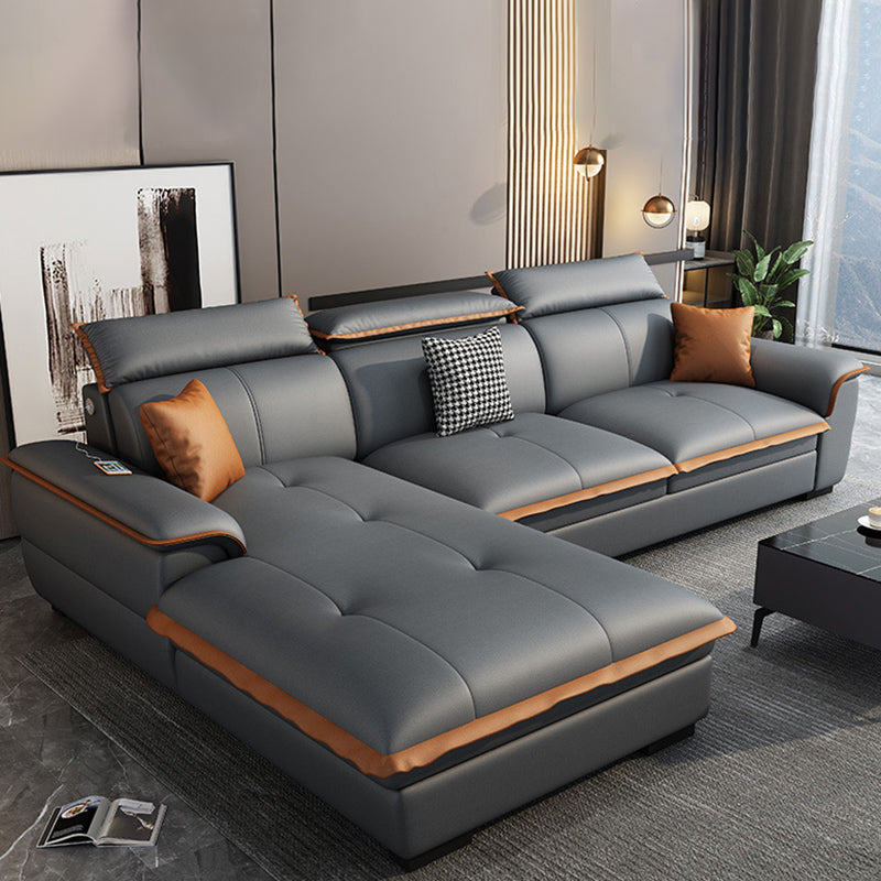 Grey Pillowed Back Cushions Furniture Sectionals with Pillows