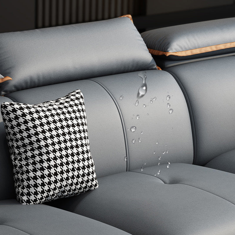 Grey Pillowed Back Cushions Furniture Sectionals with Pillows