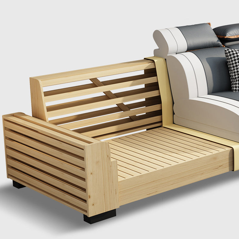 Grey Pillowed Back Cushions Furniture Sectionals with Pillows