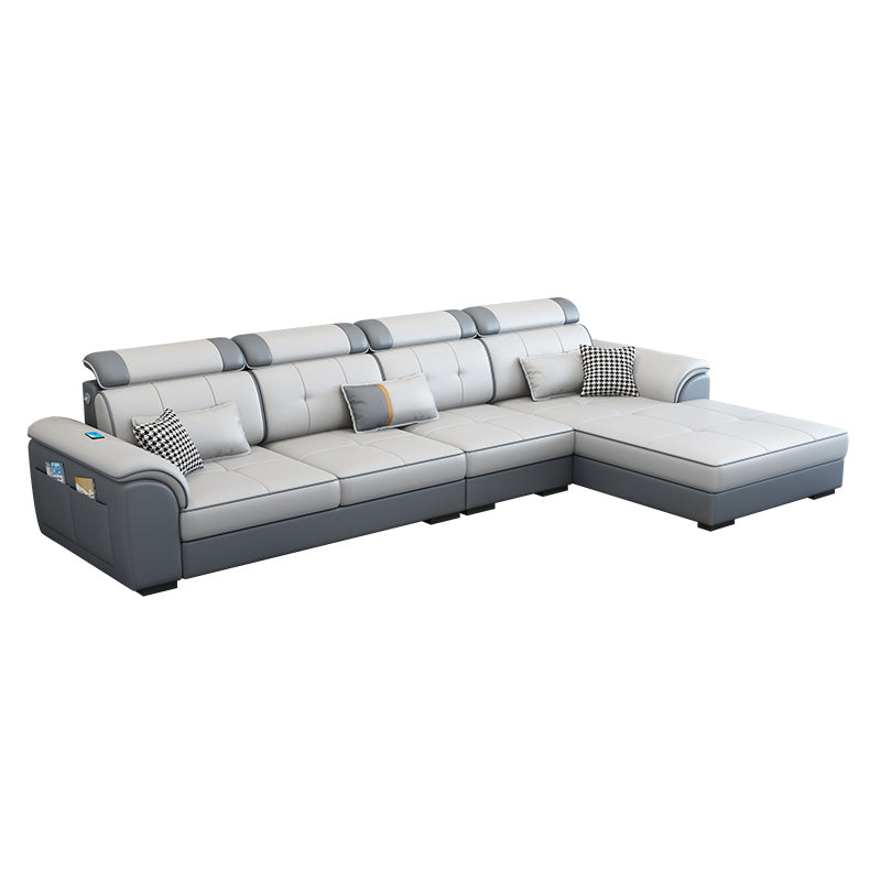 Pillowed Back Cushions Cotton Blend /Faux Leather Furniture Sectionals