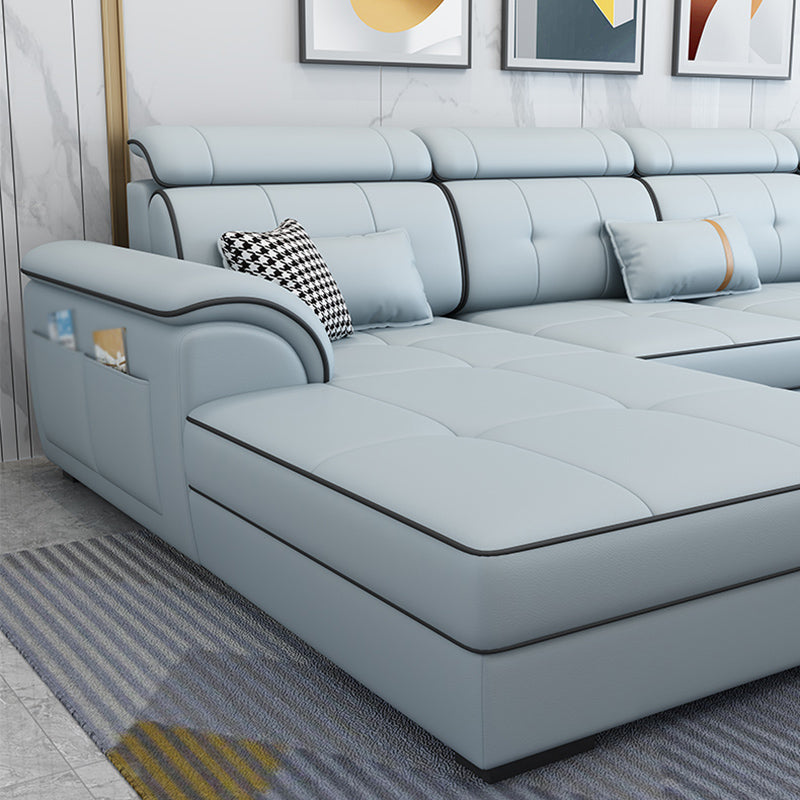 Pillowed Back Cushions Cotton Blend /Faux Leather Furniture Sectionals