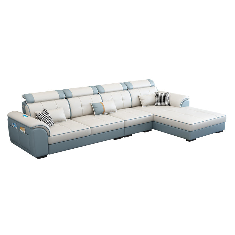 Pillowed Back Cushions Cotton Blend /Faux Leather Furniture Sectionals