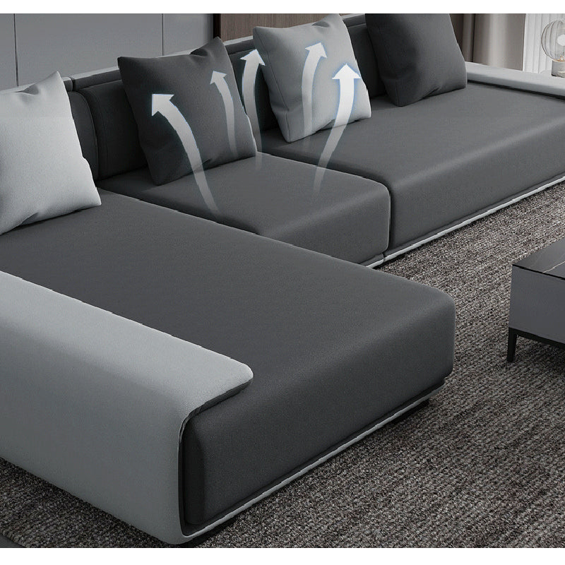Dark Grey Modular Sectional with Square and Pillow Back Cushion