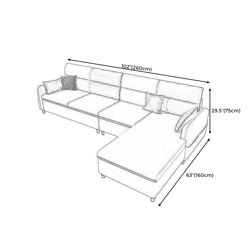 Right Hand Facing L-Shape Sectional with Square Arm and Storage