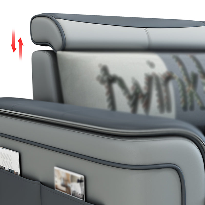 Modern Faux Leather/Linen Blend L-Shape 4-seat Sectionals with Storage