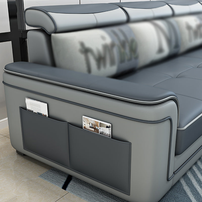 Modern Faux Leather/Linen Blend L-Shape 4-seat Sectionals with Storage