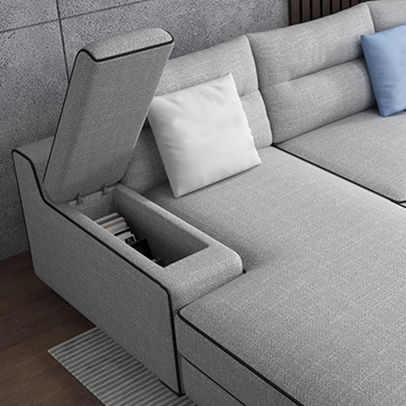 Pillow Top Arm L-Shape Pillowed Back Cushions Sectional Sofa with Chaise for Four People