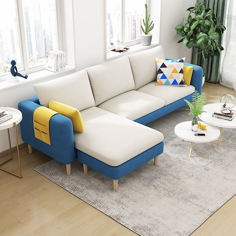 L-Shape Faux Leather and Velvet 3-seat Sectional Sofa with Storage