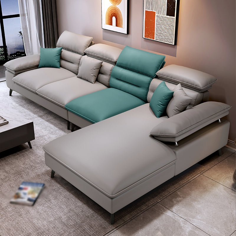 Faux Leather Contemporary L-Shape Sectional for Living Room and Apartment