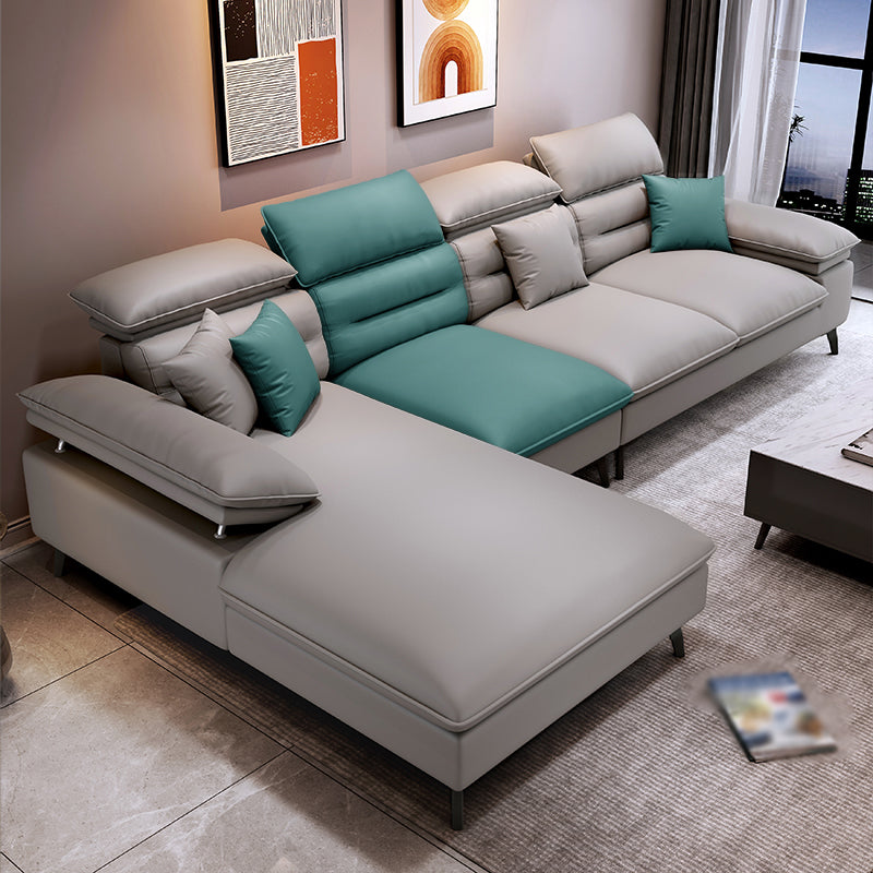 Faux Leather Contemporary L-Shape Sectional for Living Room and Apartment