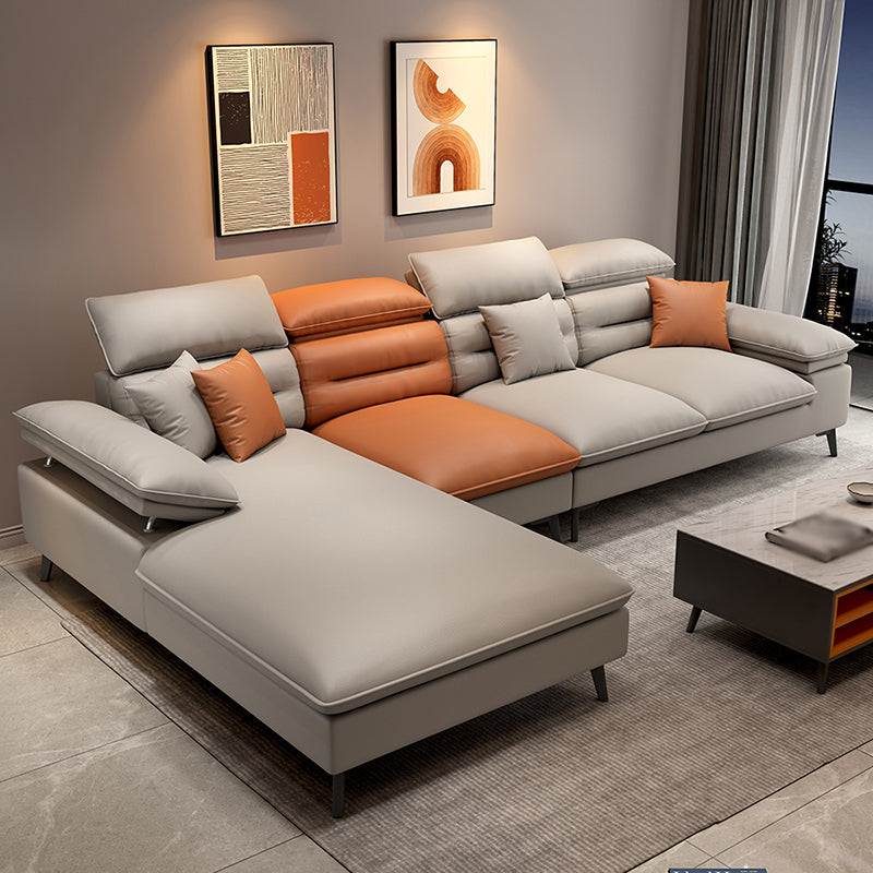 Faux Leather Contemporary L-Shape Sectional for Living Room and Apartment