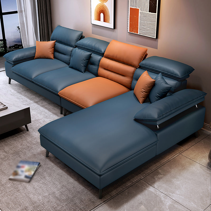 Faux Leather Contemporary L-Shape Sectional for Living Room and Apartment