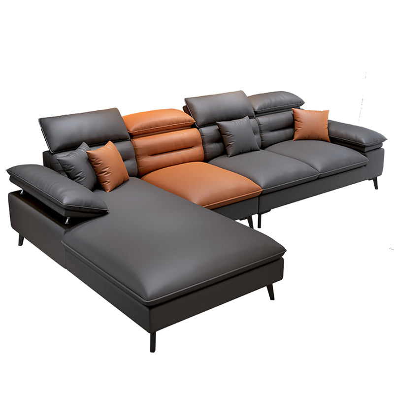 Faux Leather Contemporary L-Shape Sectional for Living Room and Apartment