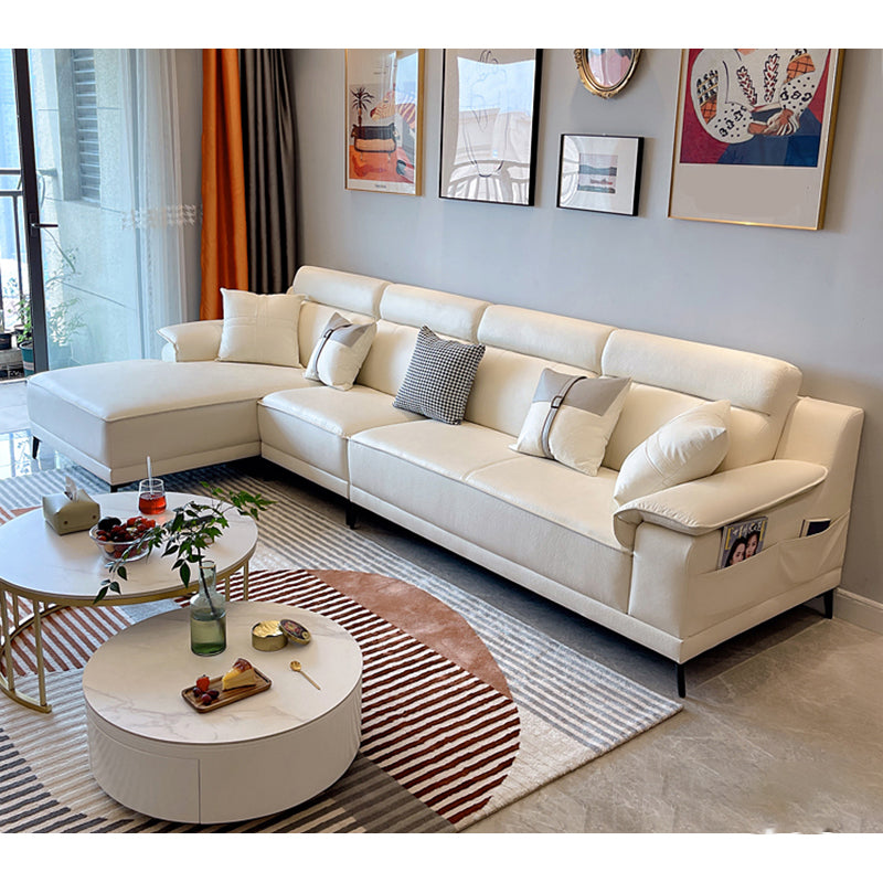 Stain-Resistant Faux Leather Pillow Top Arm Sofa/Sectional for Living Room