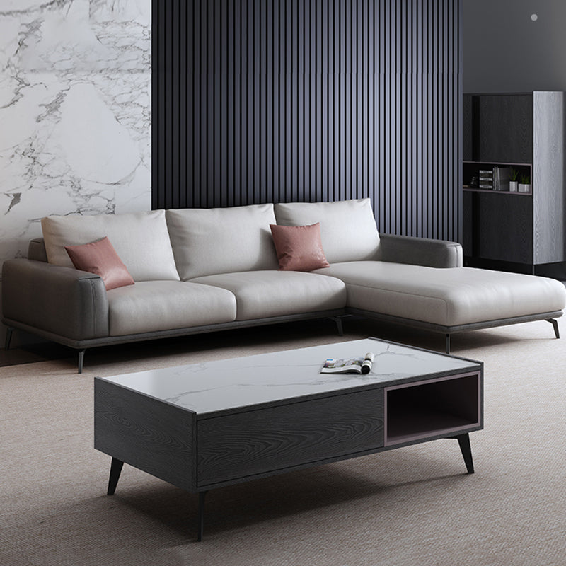 Stain-Resistant Faux Leather Square Arm Sofa/Sectional for Living Room