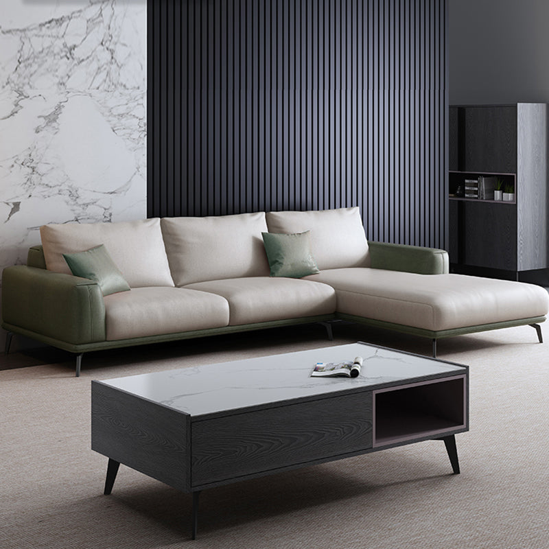 Stain-Resistant Faux Leather Square Arm Sofa/Sectional for Living Room