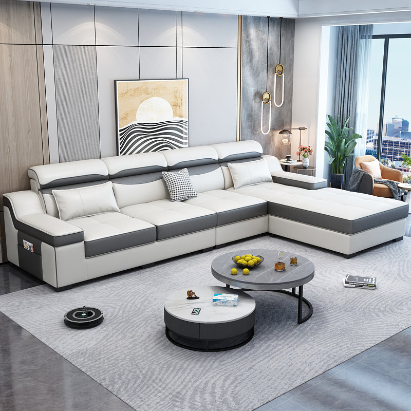 133.86"D x 70.87"W x 35.43"H Modern Removable Cushions Scooped Arm Sectionals with Storage