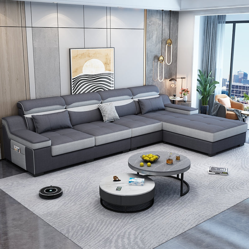 133.86"D x 70.87"W x 35.43"H Modern Removable Cushions Scooped Arm Sectionals with Storage