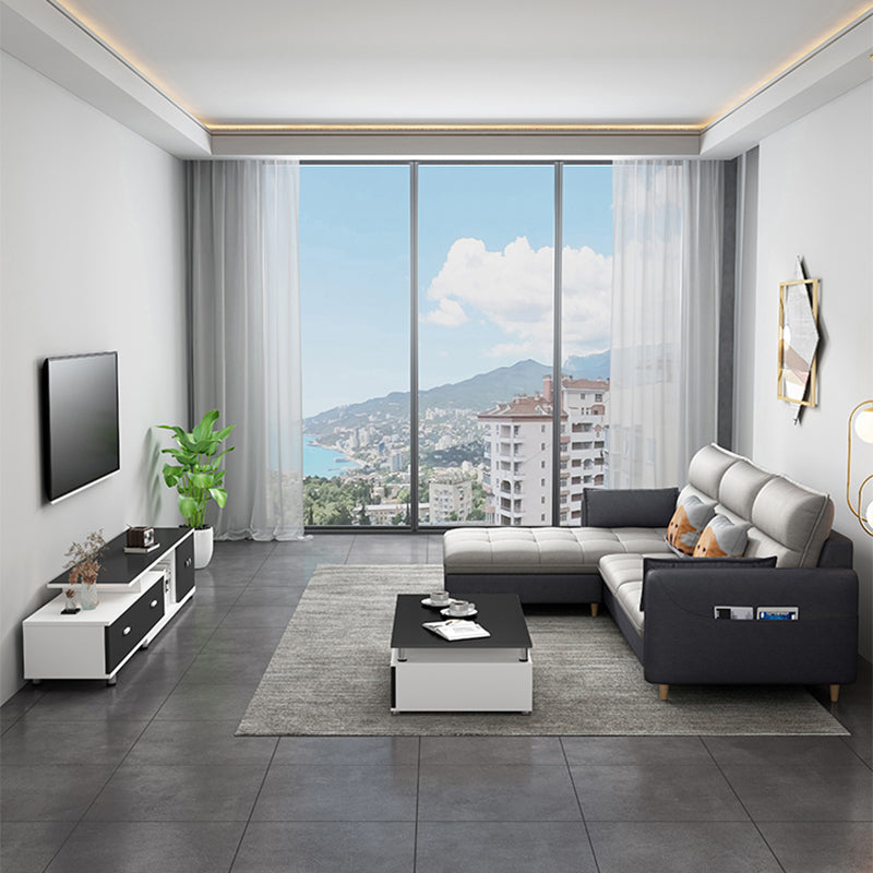 79.92"D x 56.3"W x 33.46"H 3-Seat Cushion Back Tufted Sectional with Storage