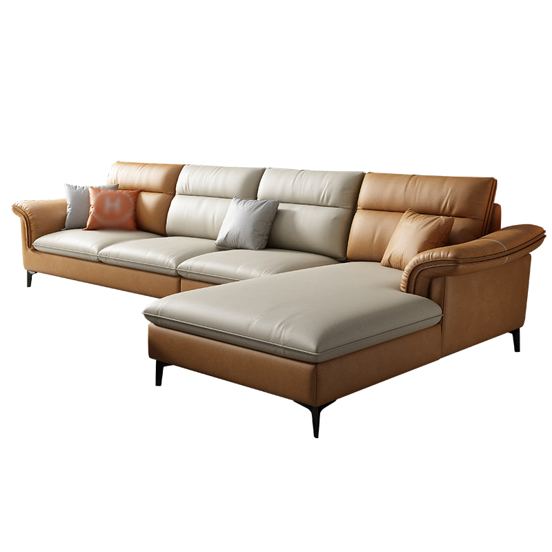 141.73" L x 70.86" W x 35.43" H Faux Leather Pillow Top Arm Sectional for Living Room