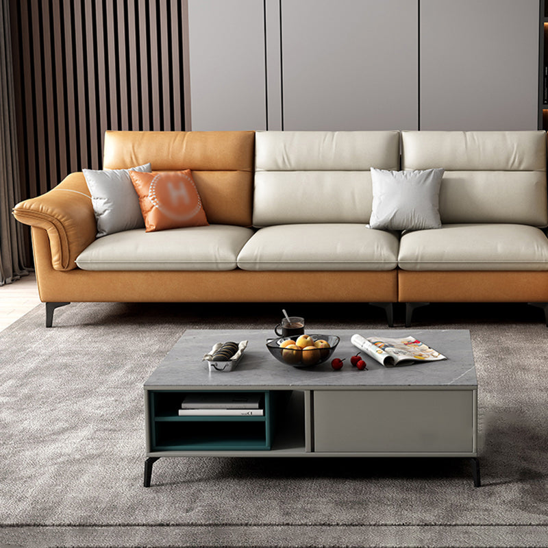 141.73" L x 70.86" W x 35.43" H Faux Leather Pillow Top Arm Sectional for Living Room