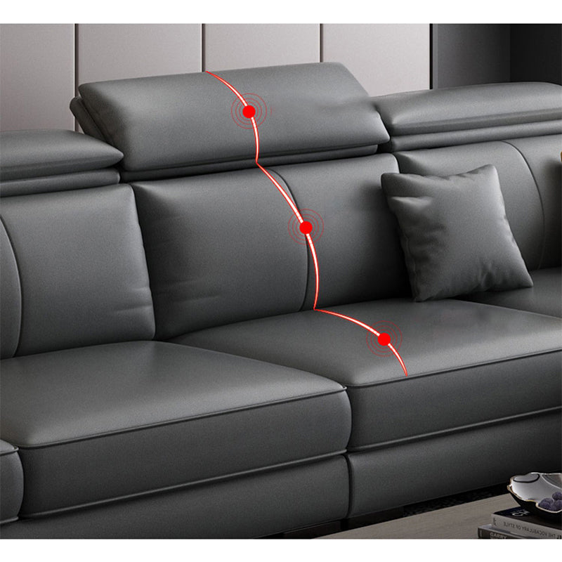 Modern Sloped Arms Sectionals 33.46"High Cushion Back Sectional Sofa with Storage, Grey