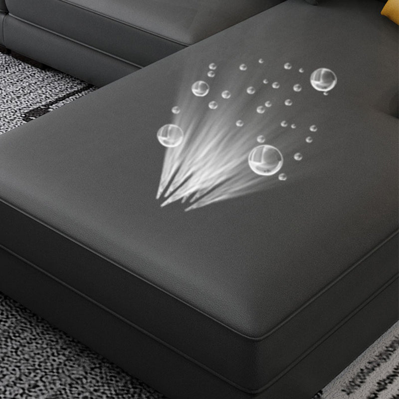 Modern Sloped Arms Sectionals 33.46"High Cushion Back Sectional Sofa with Storage, Grey