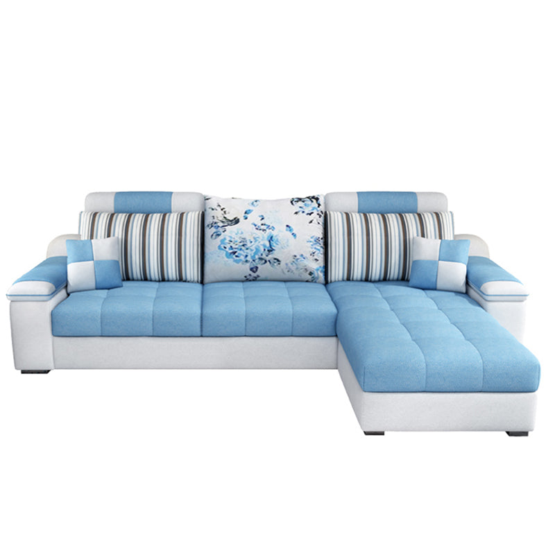 Slipcovered Tufted Pillowed Back Cushions Sectional Sofa with Storage