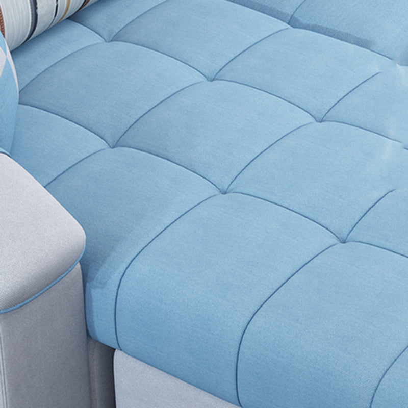 Slipcovered Tufted Pillowed Back Cushions Sectional Sofa with Storage