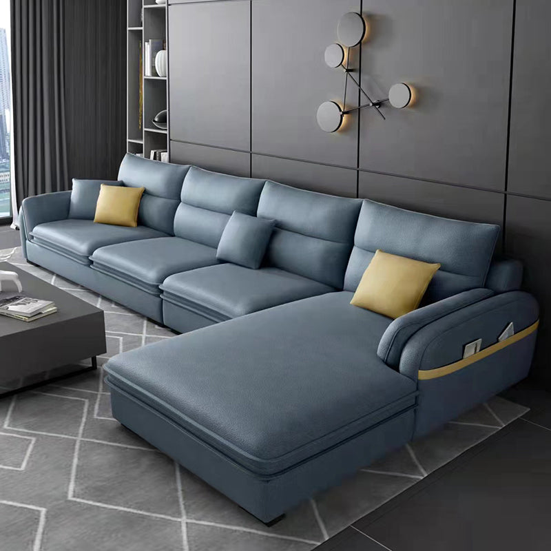 Contemporary Right Hand Facing Sectional with Pillowed Back Cushions for Four People