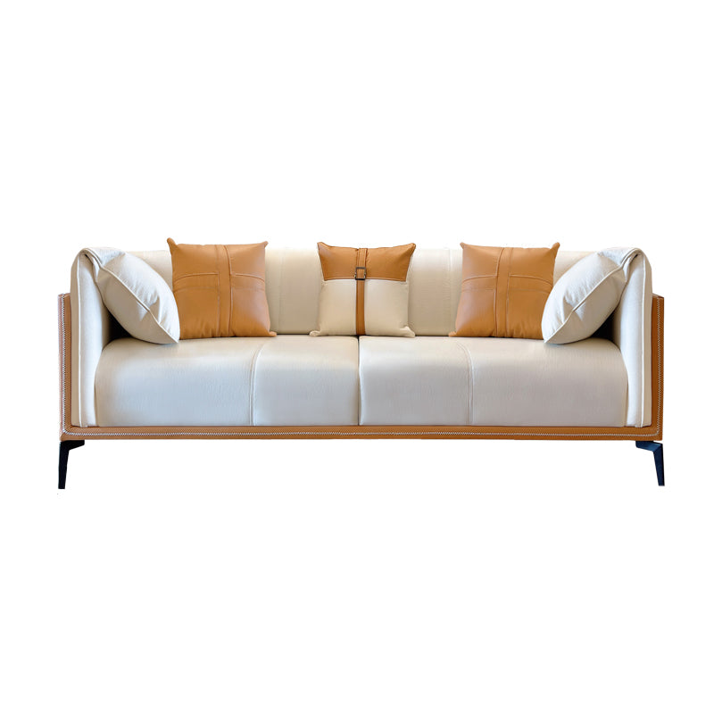 Stain-Resistant Faux Leather Sofa/Sectional with Pillowed Back Cushions for Living Room