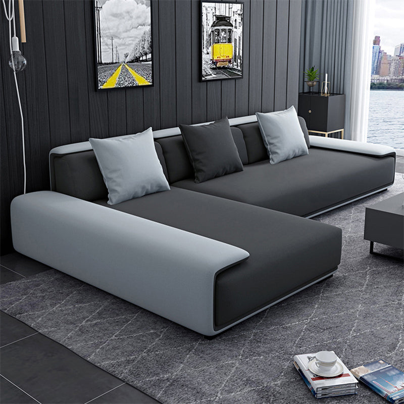 Faux leather Grey Sectional Armless Stain-Resistant Sectional for Living Room