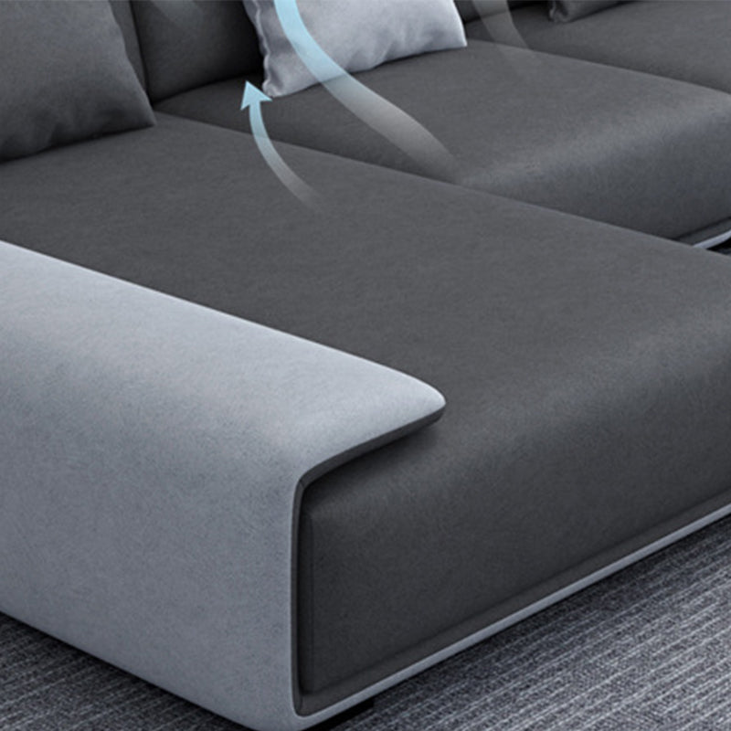 Faux leather Grey Sectional Armless Stain-Resistant Sectional for Living Room