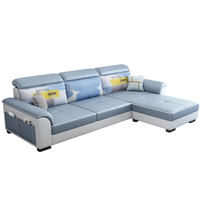 Flared Arms 3-seat Ottoman Included Sectionals Sofa with Storage