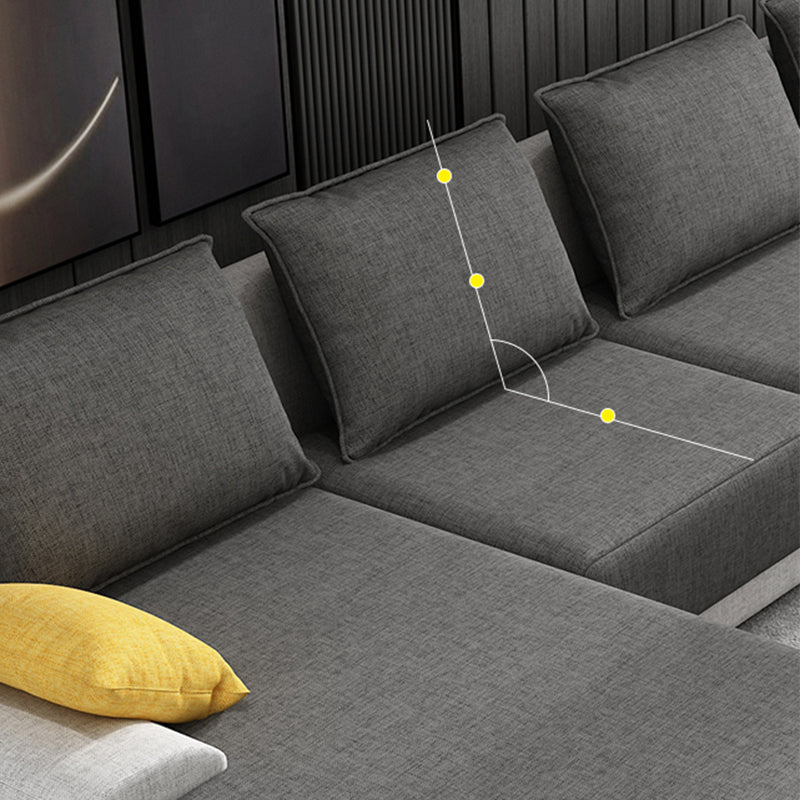 130x71x27.5 Modern Linen Sectional Pillow Top Arm Sectional for Living Room