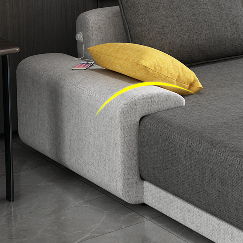 130x71x27.5 Modern Linen Sectional Pillow Top Arm Sectional for Living Room