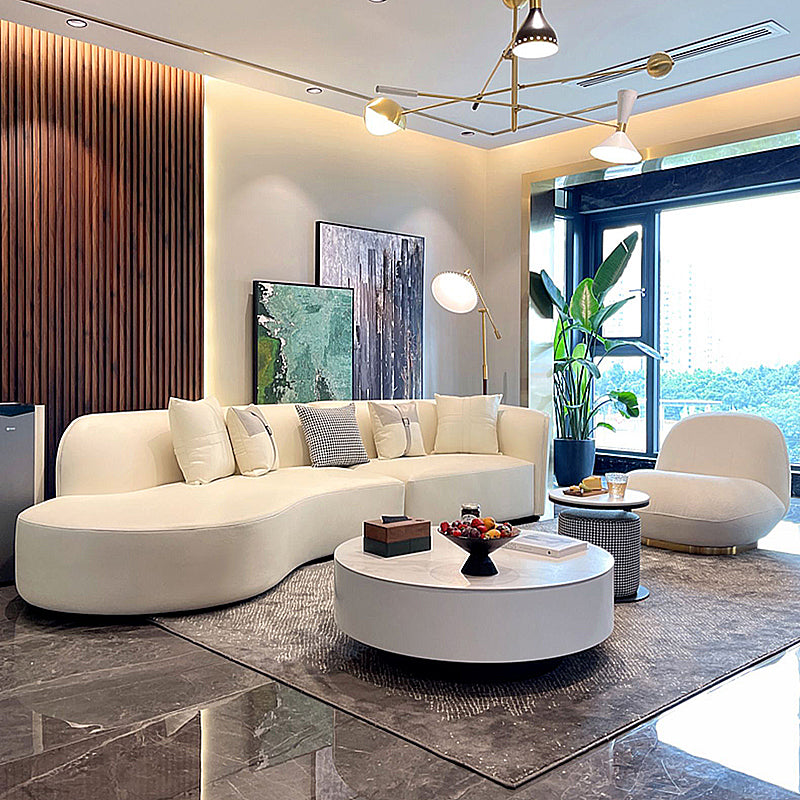 Stain-Resistant Modern Faux Leather Sofa/Sectional Pillowed Back Cushions